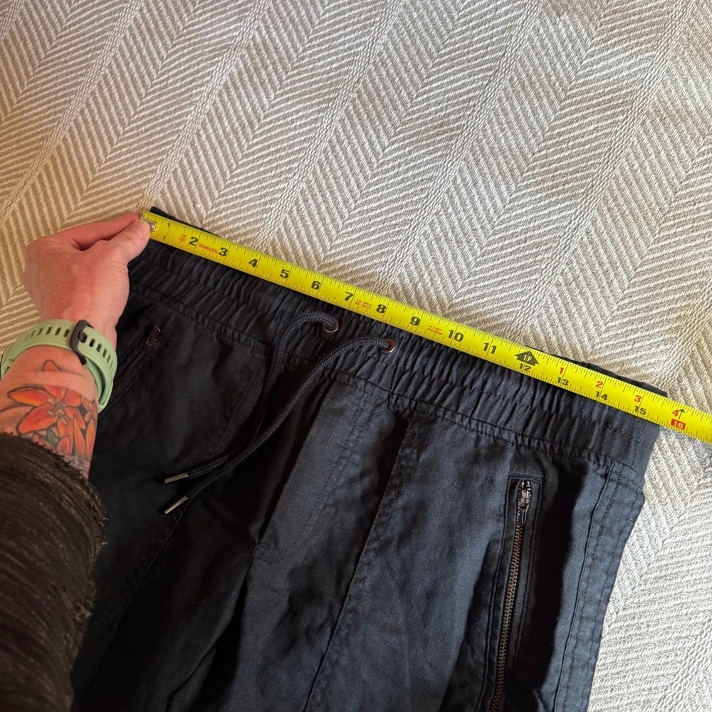 Athleta Cabo Linen Jogger Pants Black Drawstring Elastic Waist Zip Pockets 6 - Picture 9 of 10